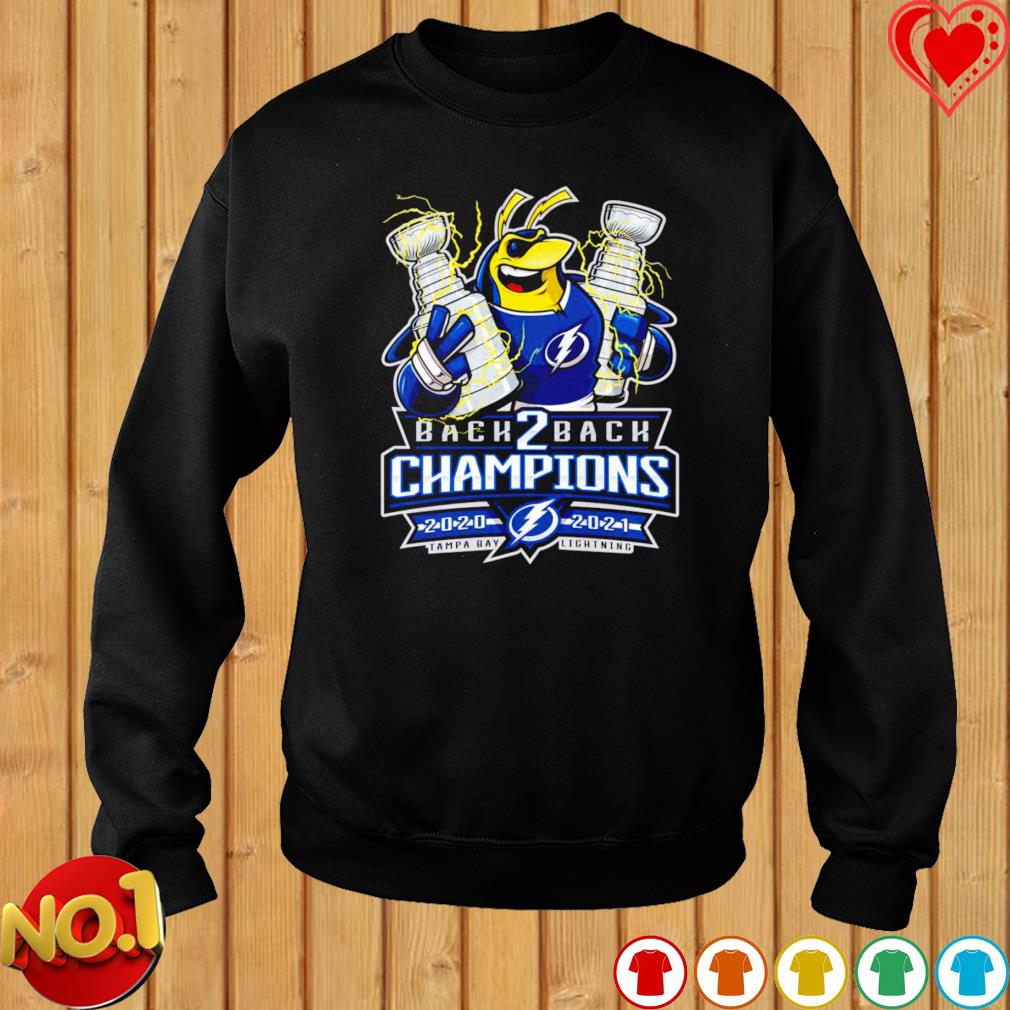 Mascots Back 2 Back Champions 21 Tampa Bay Lightning Shirt Hoodie Sweater Long Sleeve And Tank Top