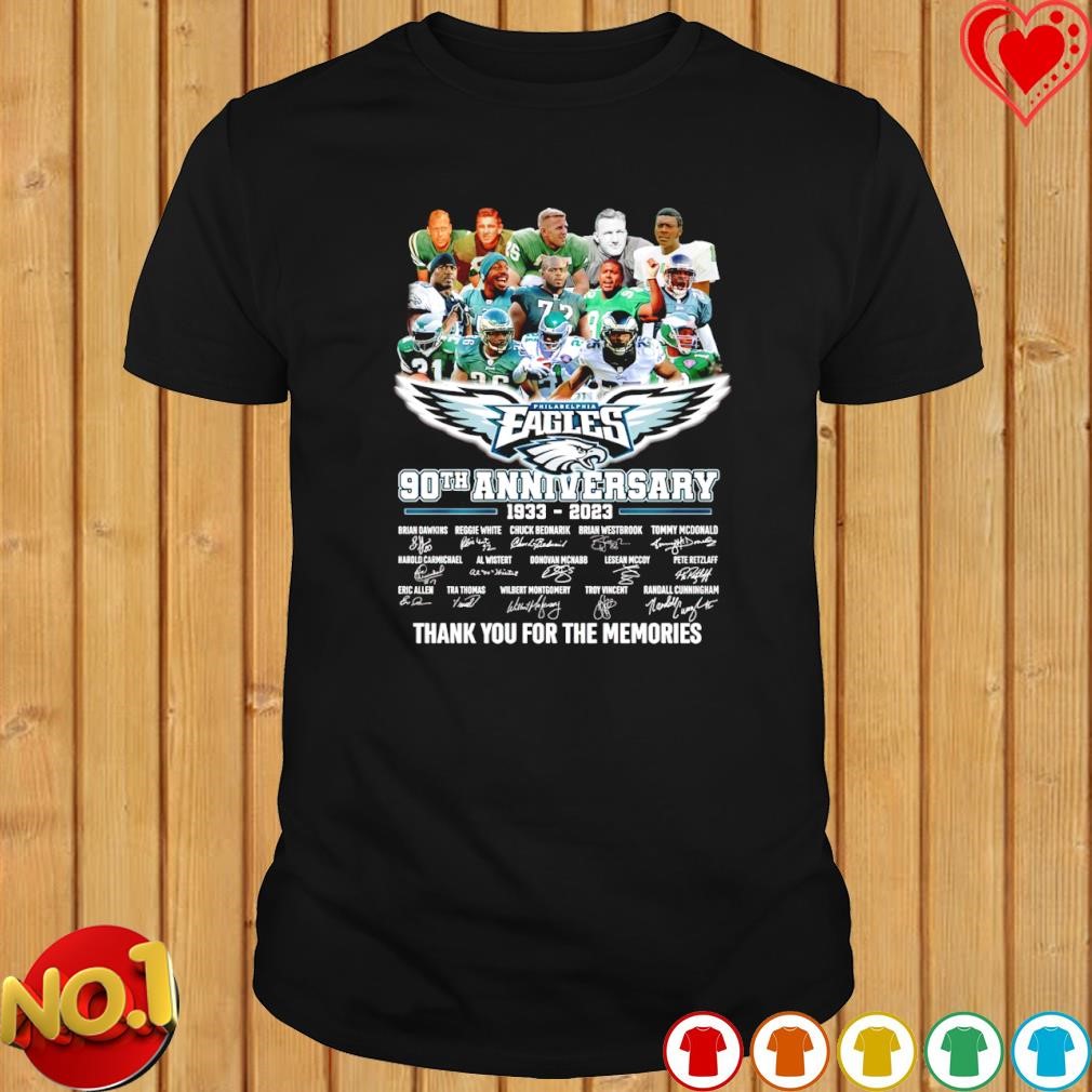 The Philadelphia Eagles 90th Anniversary 1933-2023 Thank You For The  Memories Signatures Unique T-Shirt - Binteez in 2023