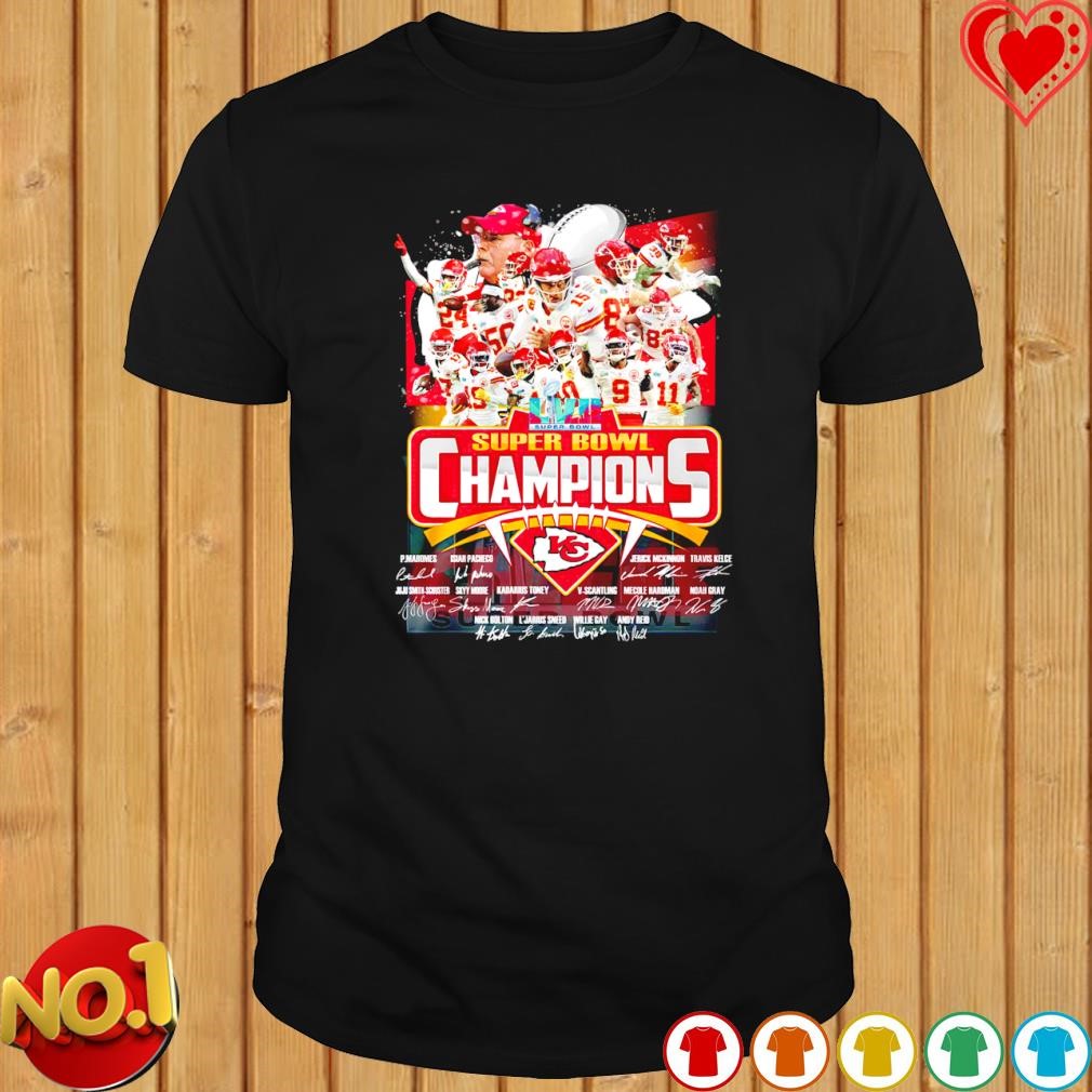 Super Bowl Champions Kansas City Chiefs Signatures T-Shirt - TeeNavi