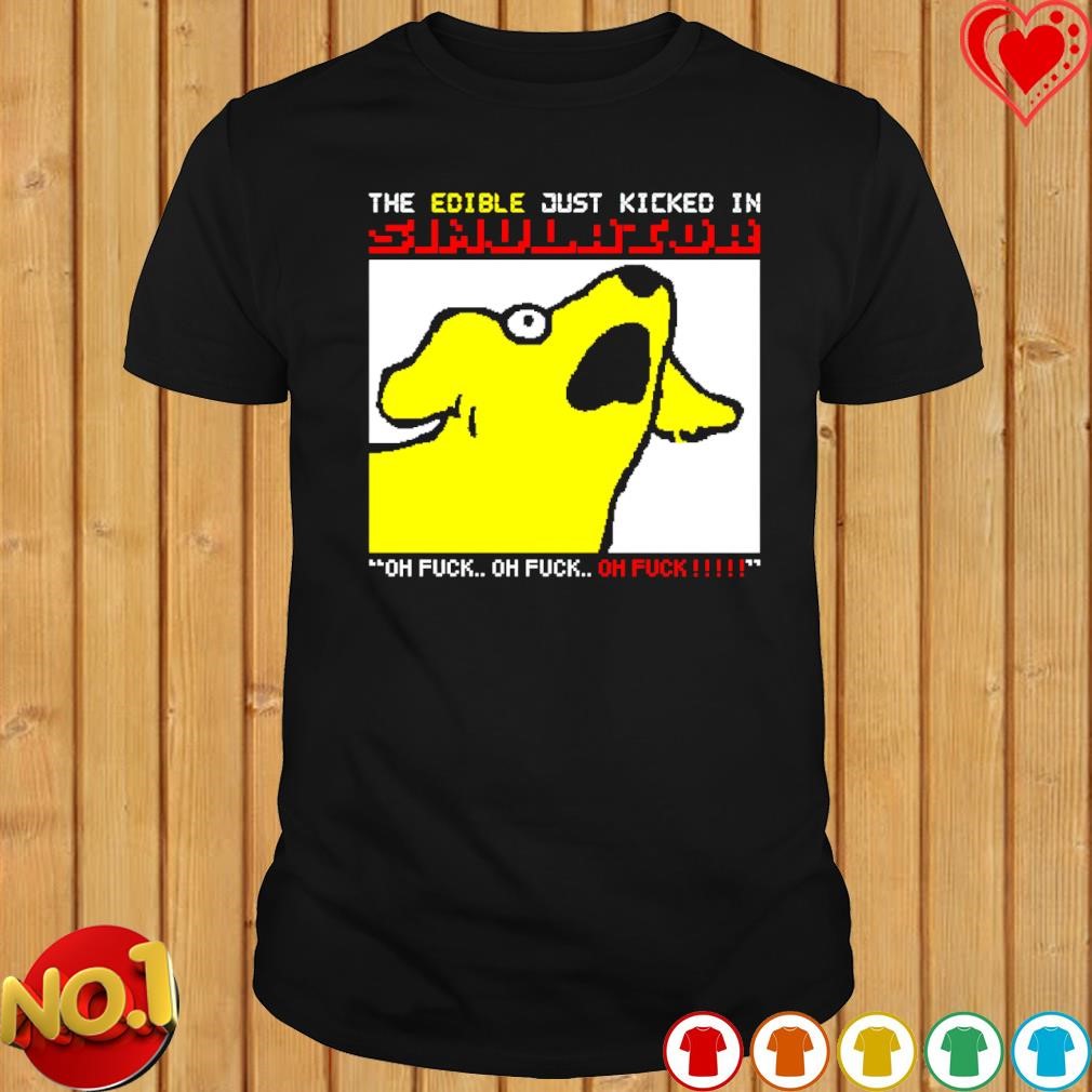 Dog takes edible simulator 8-bit shirt