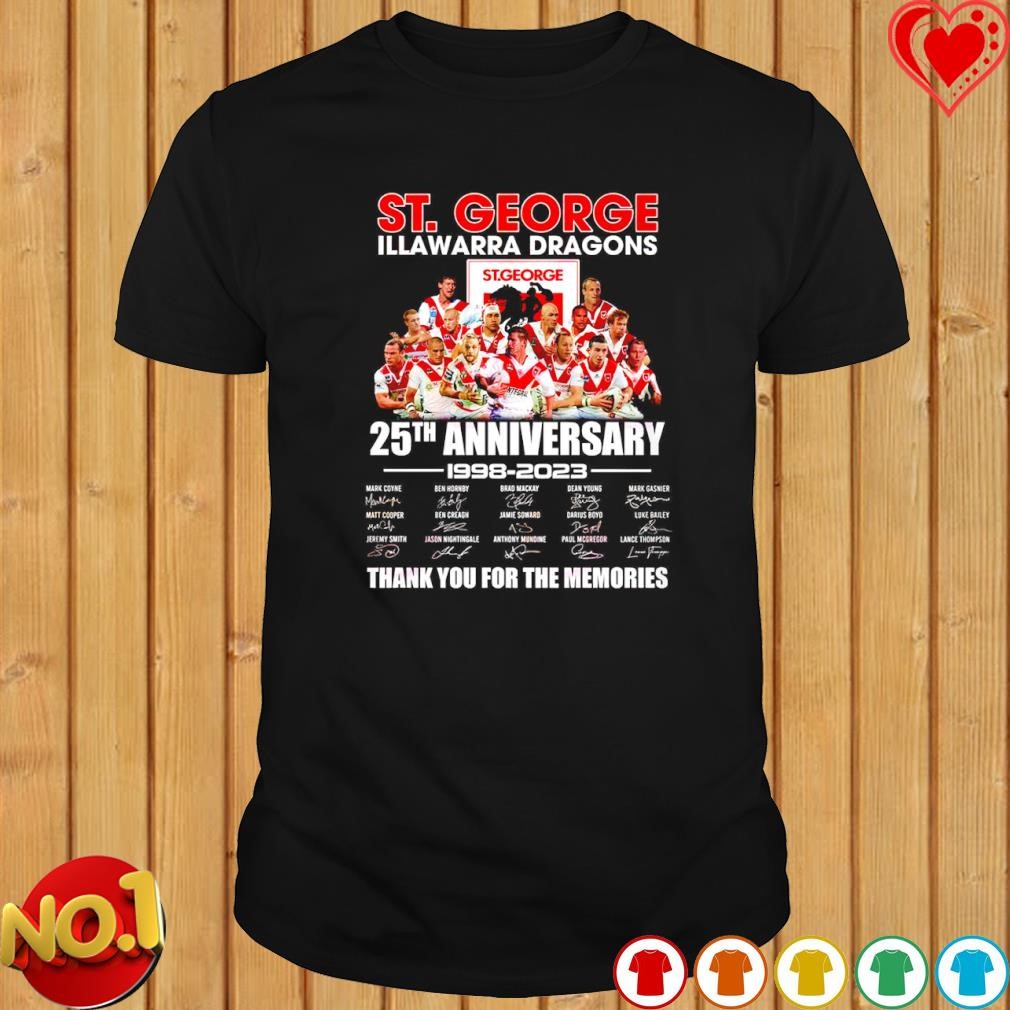 St. George Illawarra Dragons 25th anniversary 1998 – 2023 thank you for the memories shirt