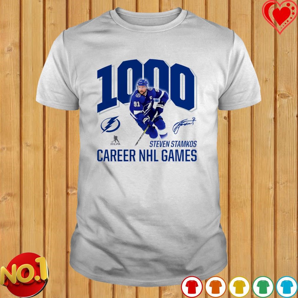 Steven Stamkos Tampa Bay Lightning 1000 Career Games signature T-shirt