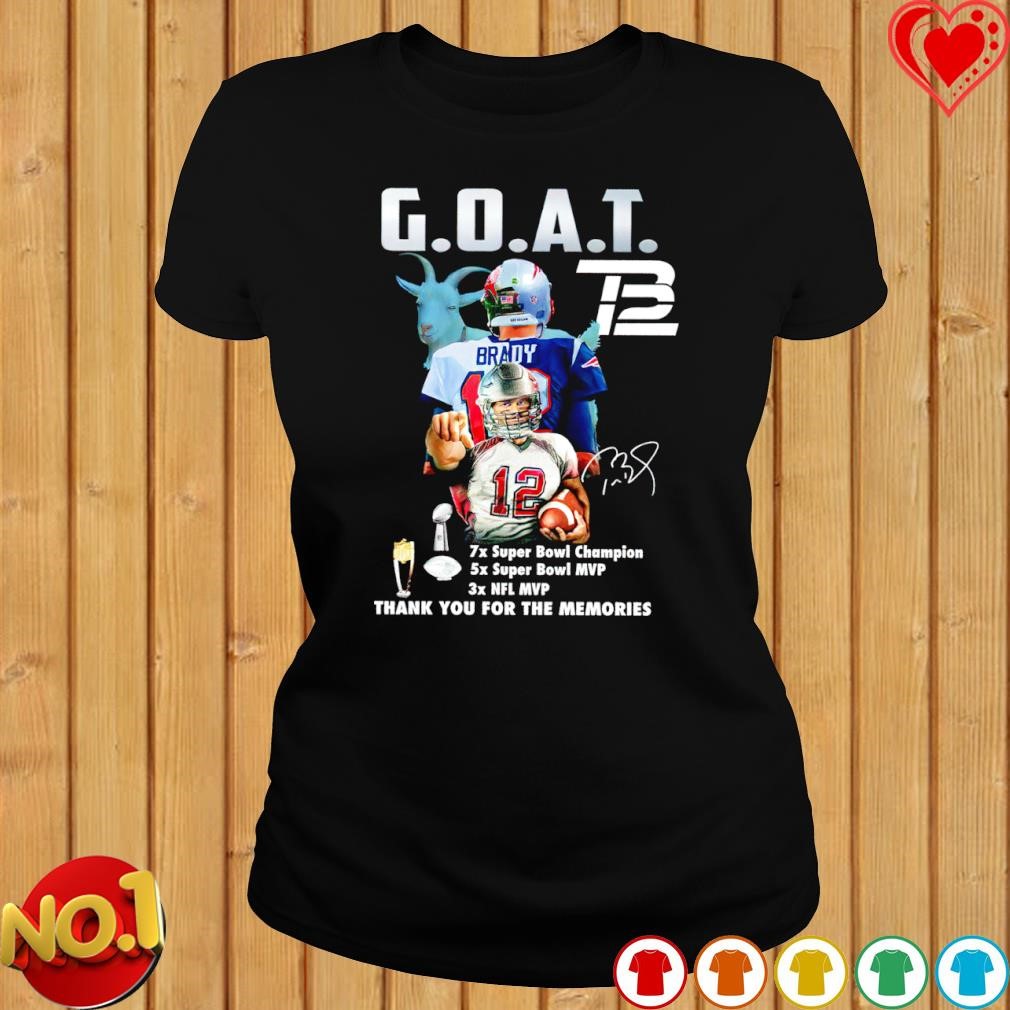 The Tom Brady Goat 7x Super Bowl Champions 5x Super Bowl Mvp 3x Nfl Mvp  signature shirt, hoodie, sweater, long sleeve and tank top