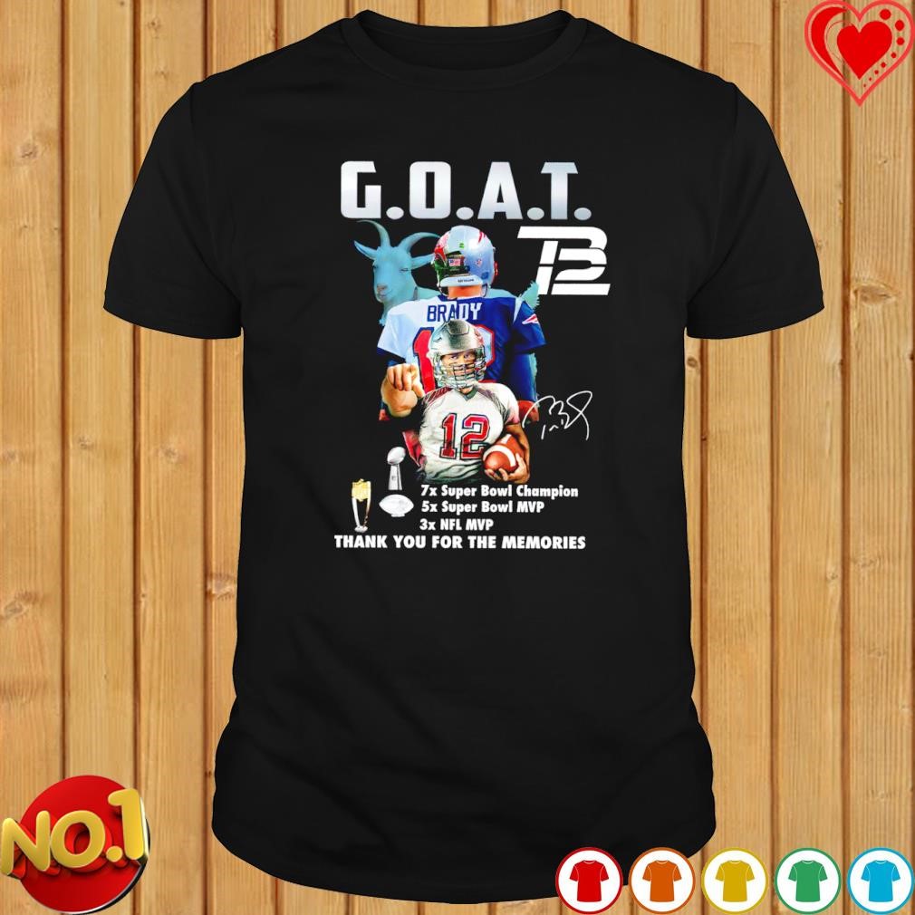 Official goat Tom Brady thank you for the memories signature T-shirt,  hoodie, sweater, long sleeve and tank top