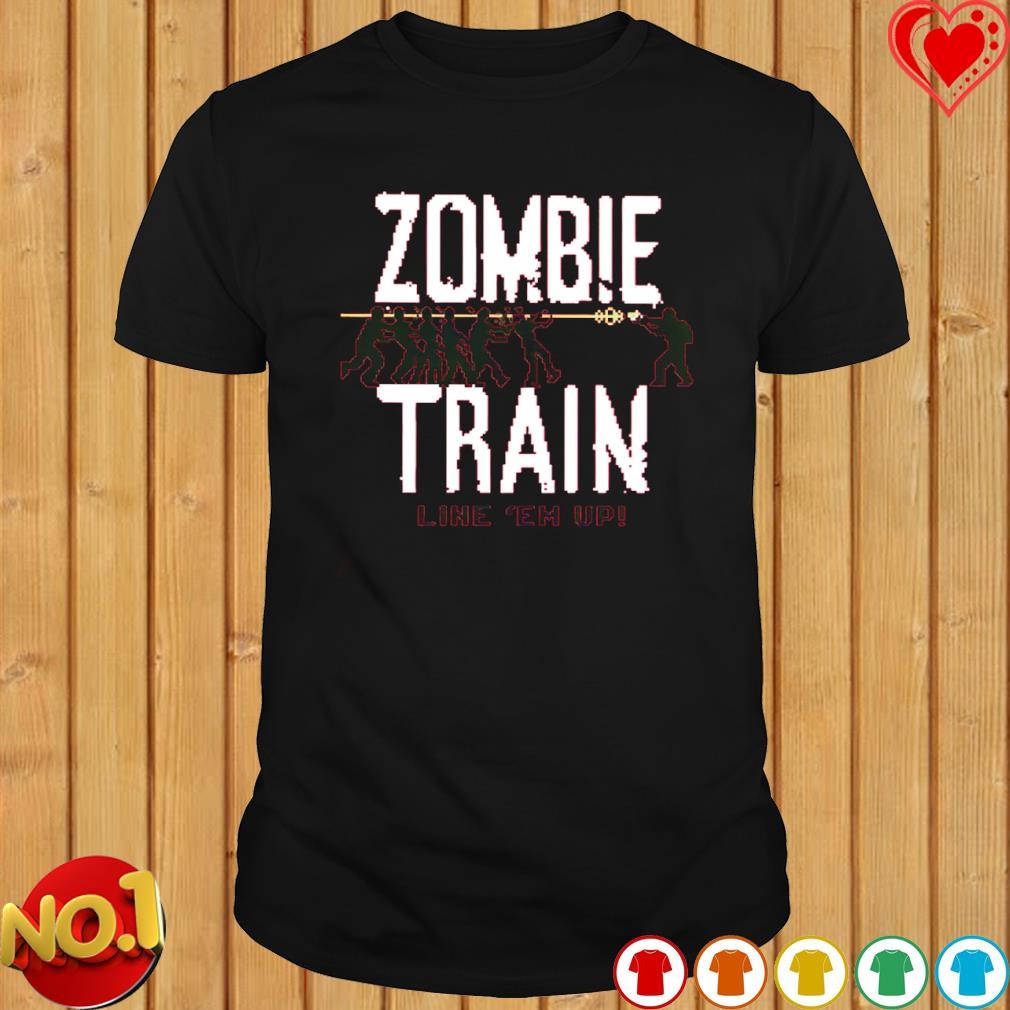 Zombie train line 'em up game shirt