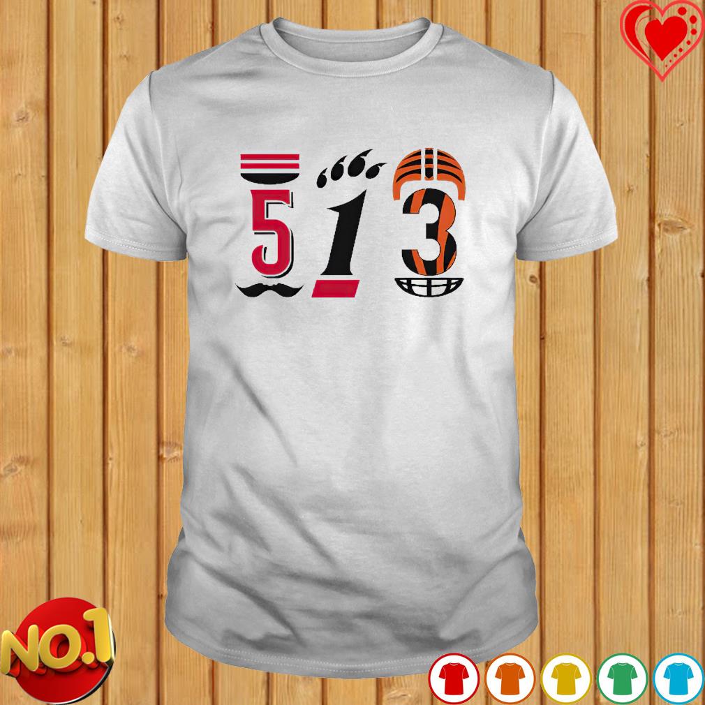 513 T-Shirt  Orange & Black 513 Area Code Cincinnati T-Shirt