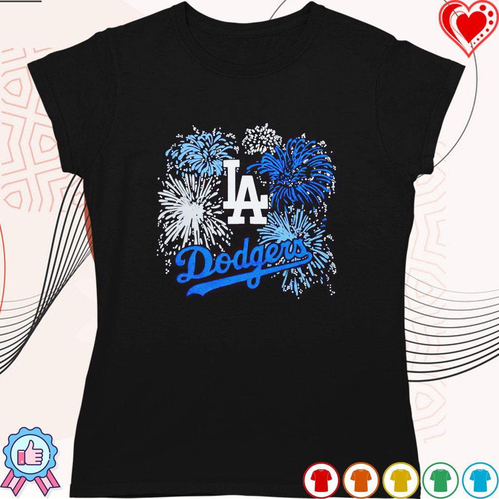 Awesome lA Dodgers fireworks 4th of July shirt, hoodie, sweater