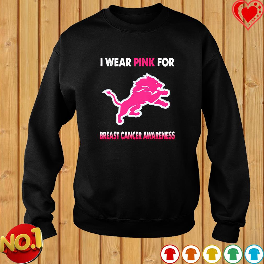 Detroit Lions I Wear Pink For Breast Cancer Awareness 2023 T-shirt