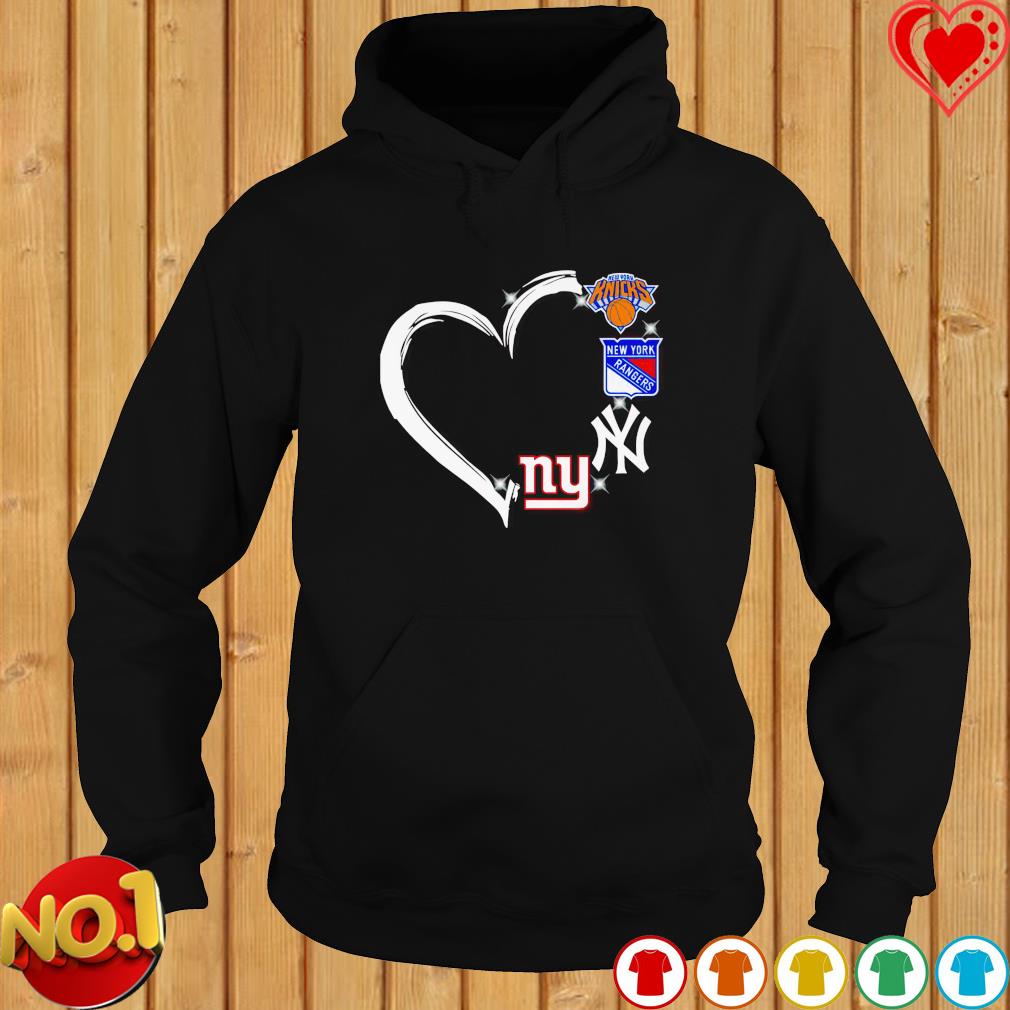 new York Knicks Rangers Yankees logo heart love shirt - Limotees