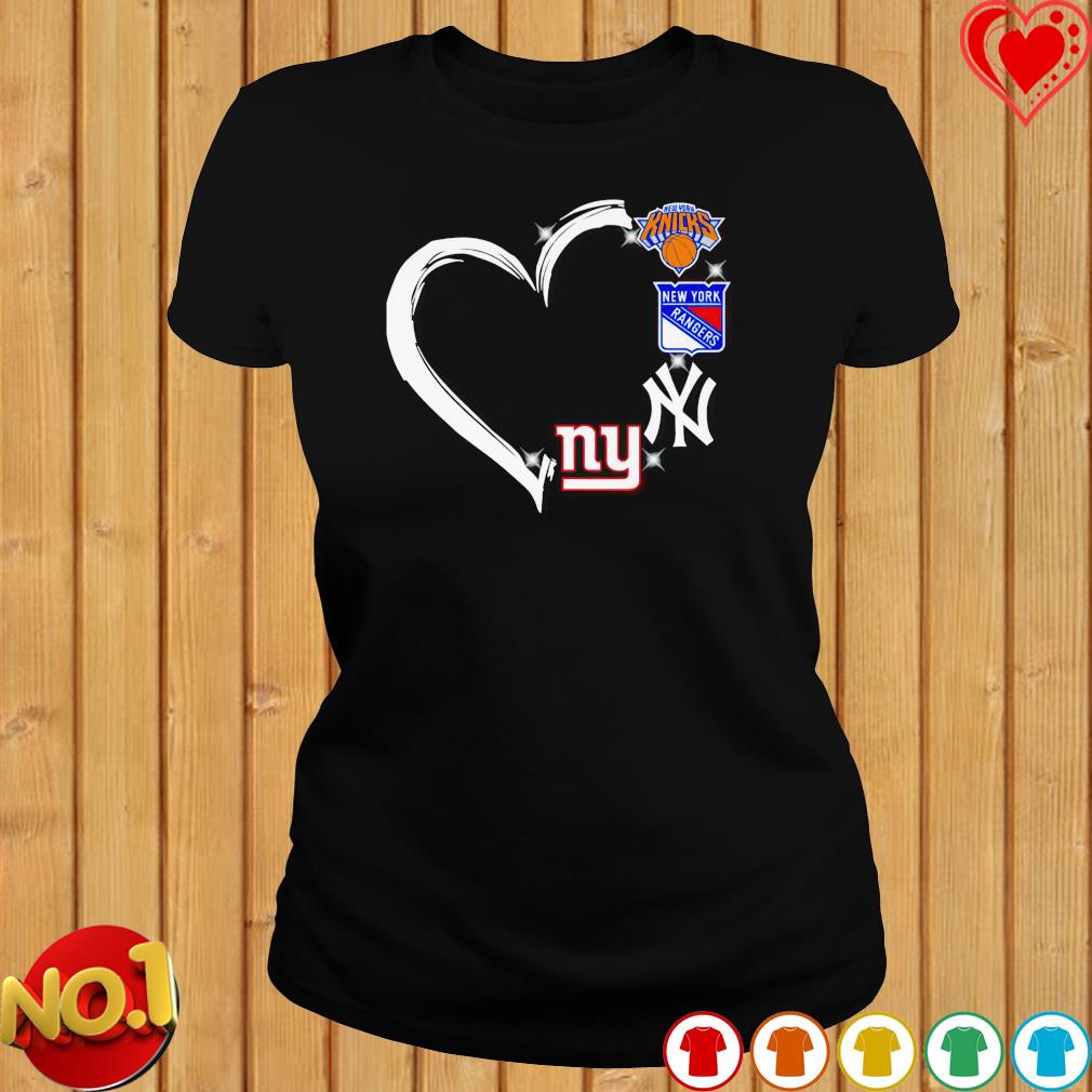 new York Knicks Rangers Yankees logo heart love shirt - Limotees