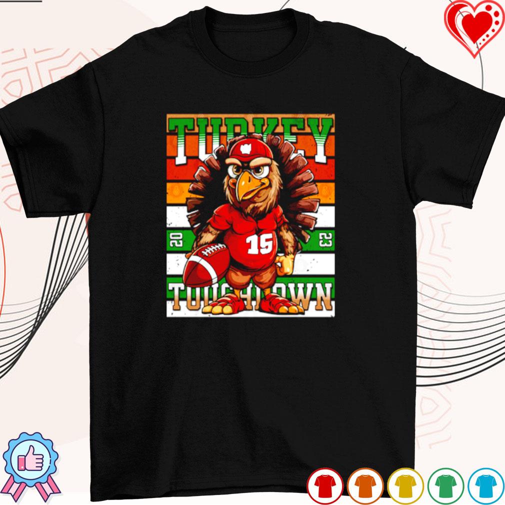 Happy Thanksgiving Football Turkey Touchdowns Faith Family Shirt